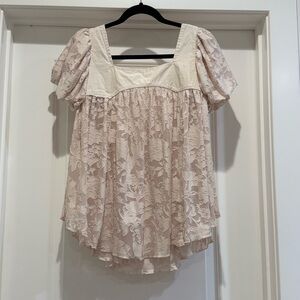 Free People Cream Lace Blouse